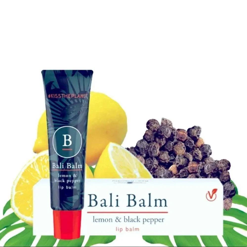 BALI BALM Womens Beauty Lemon & Black Pepper Lip Balm Coconut Oil Vegan MSRP $33